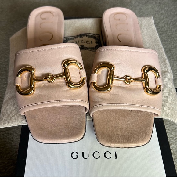 Gucci horse bit leather slide sandals  sz35 - Picture 4 of 14